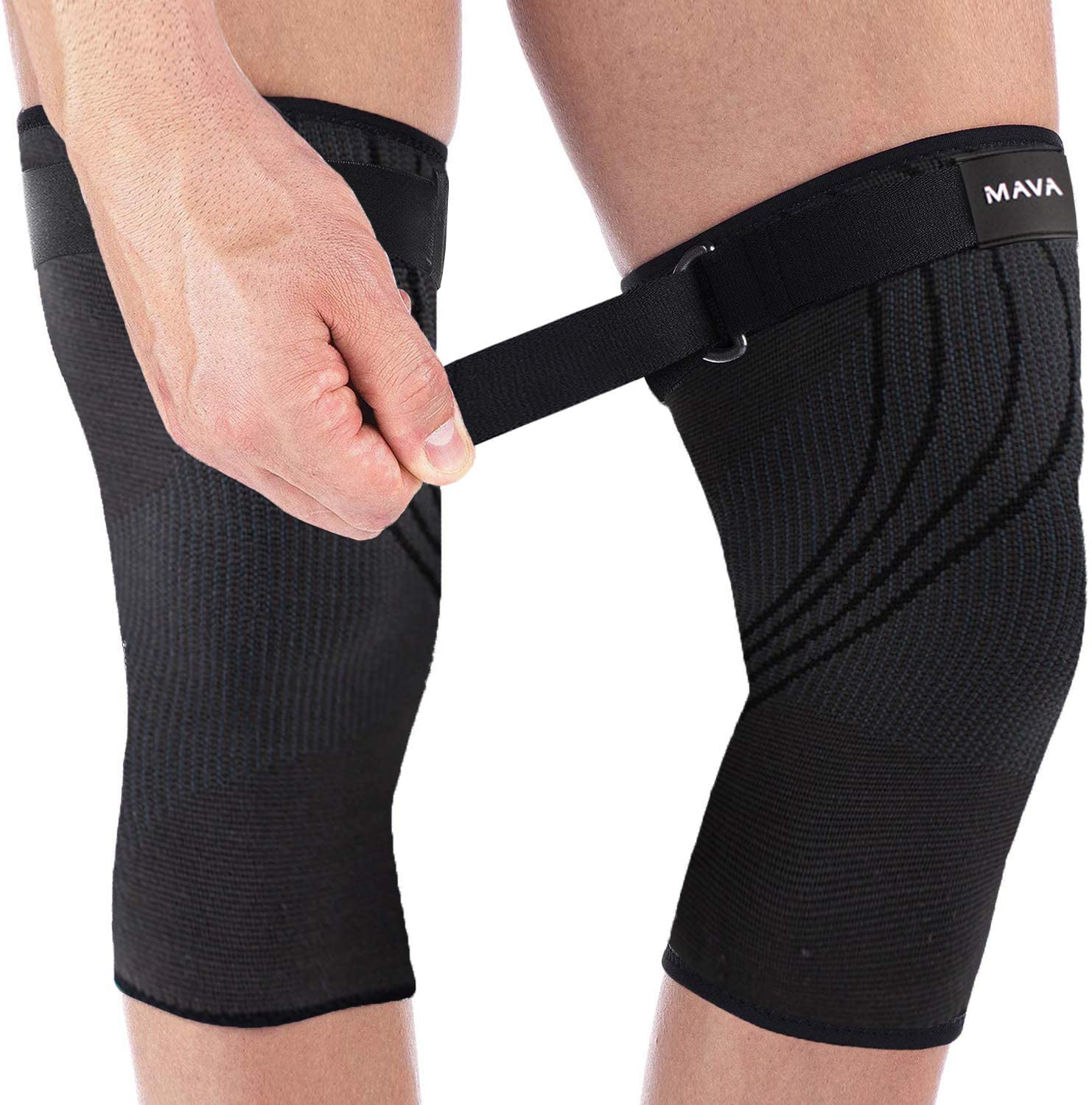 SUPER LIGHTWEIGHT KNEE SLEEVES with Adjustable Straps (Pair)