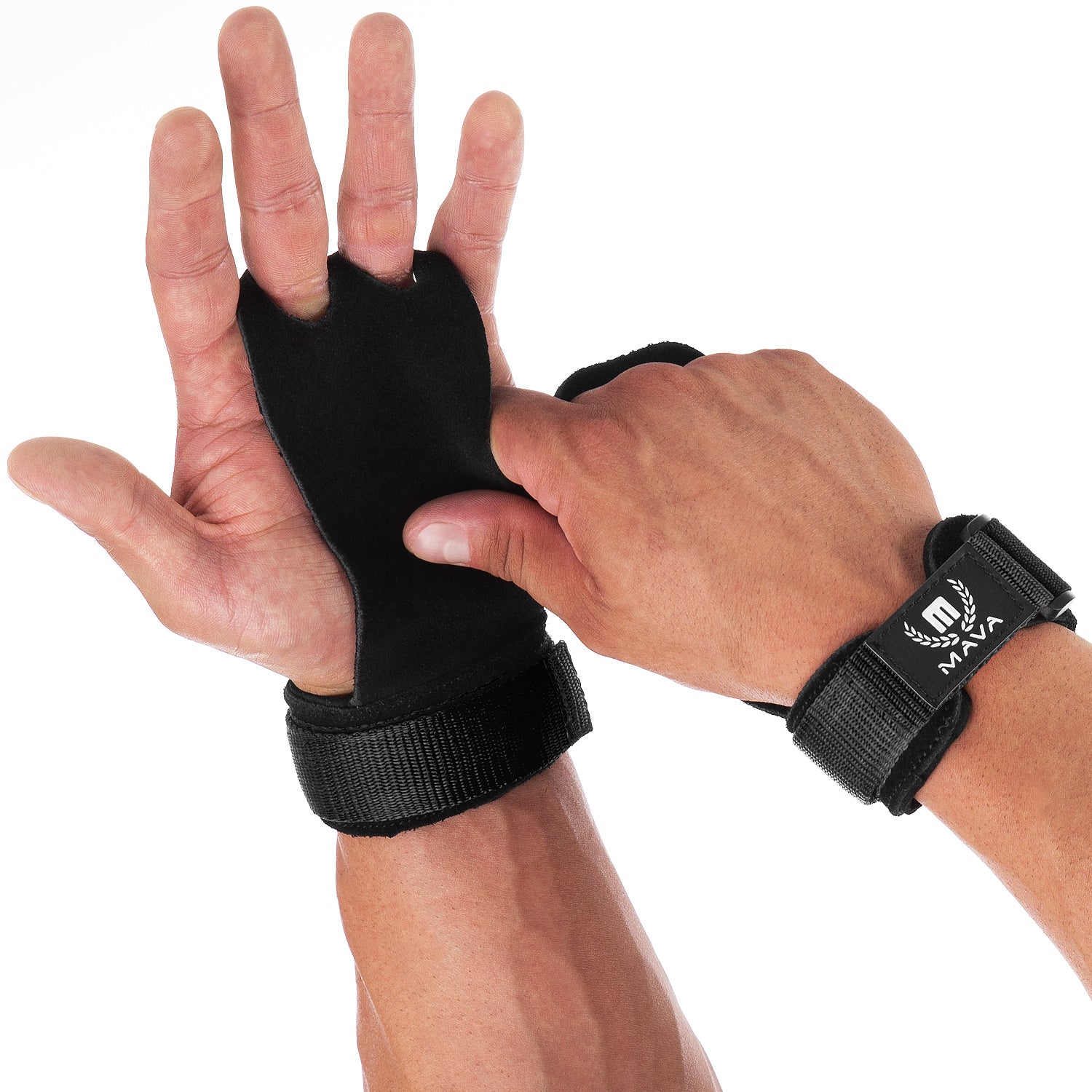 LEATHER HAND GRIPS WITH WRIST SUPPORT (PAIR)